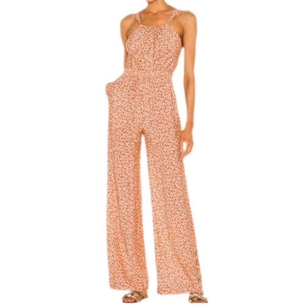 Jonathan Simkhai NWT Serenity Brown Textured Dot Jumpsuit XS Revolve Resortwear